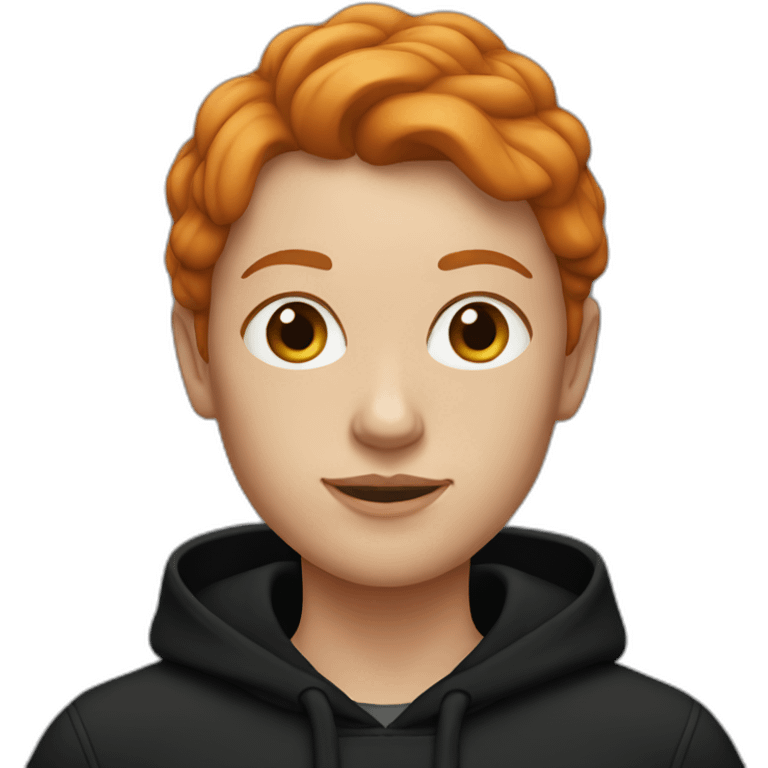 ginger woman with black hoodie on emoji