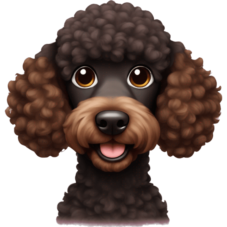 Black and brown poodle smiling emoji