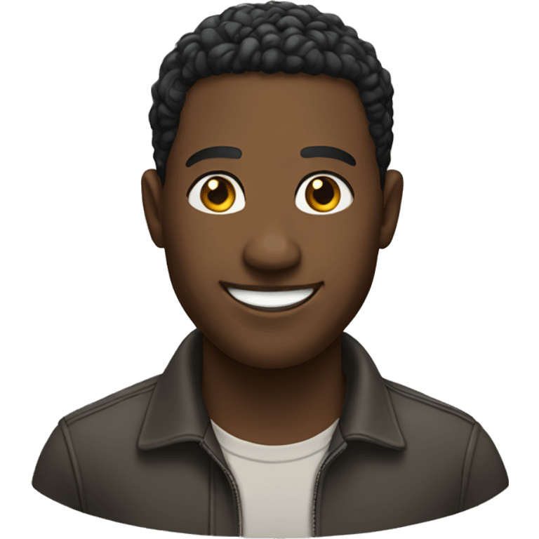 black man standing smiling emoji