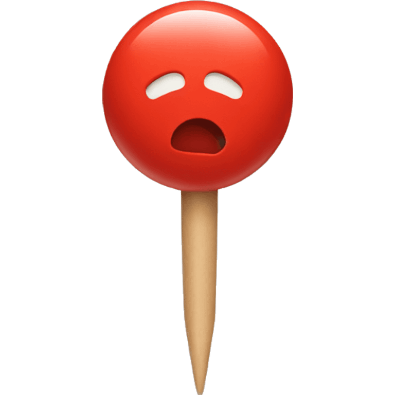 Red pushpin with a face and limbs emoji