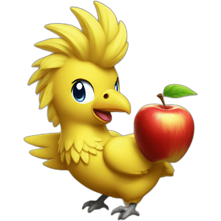 apple riding a chocobo emoji