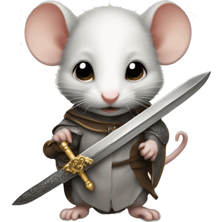 baby rat with medieval sword emoji