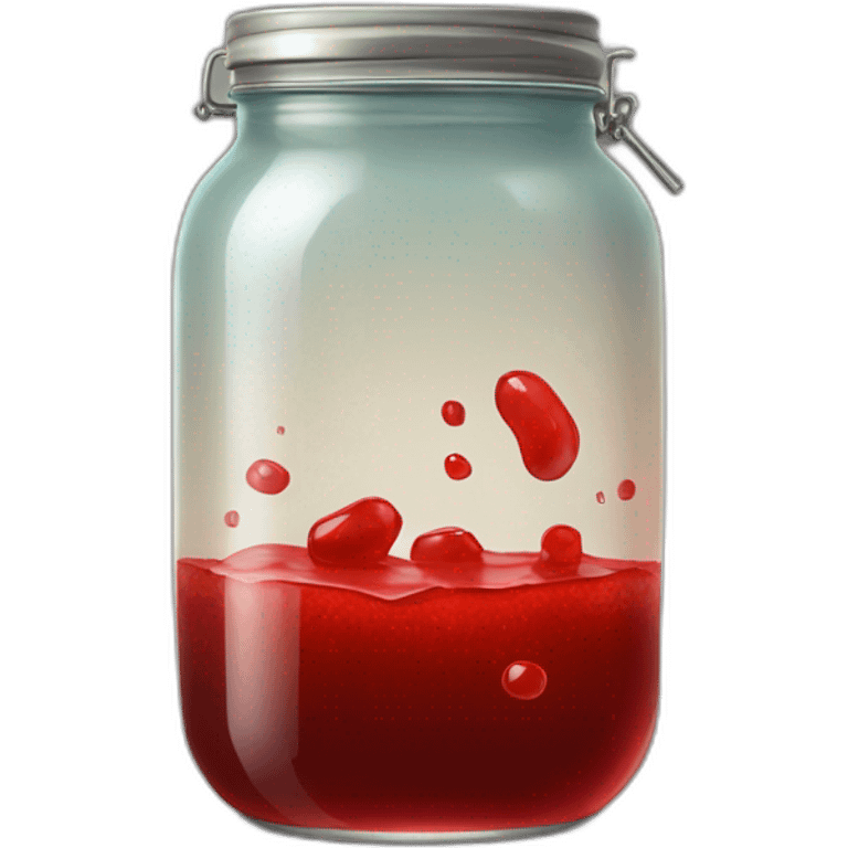 broken jar with red sirup leak and two legs emoji