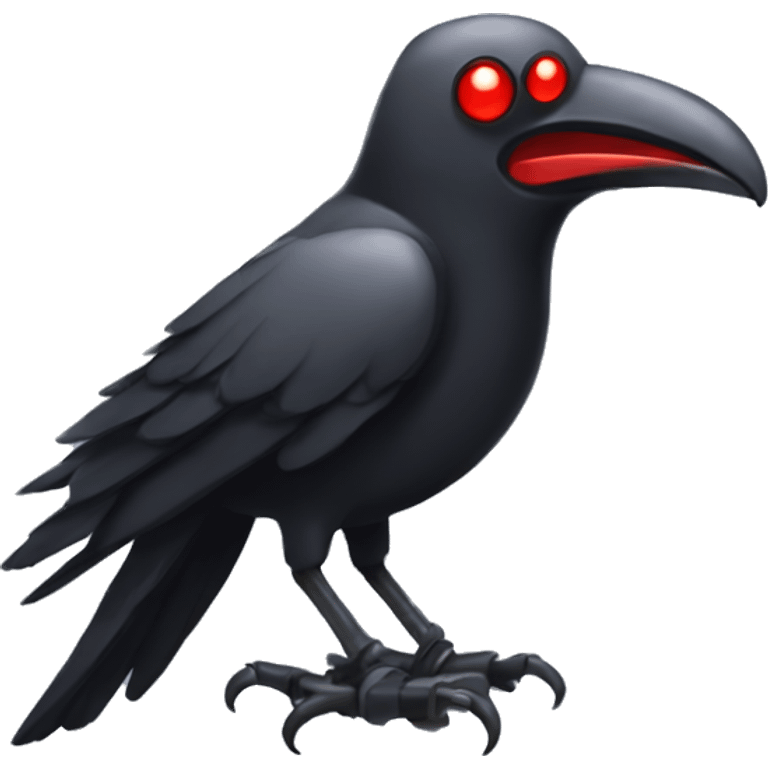 Mechanical crow with red eyes emoji