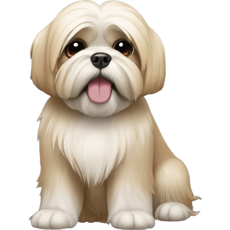 Lhasa apso with package bow above left ear emoji