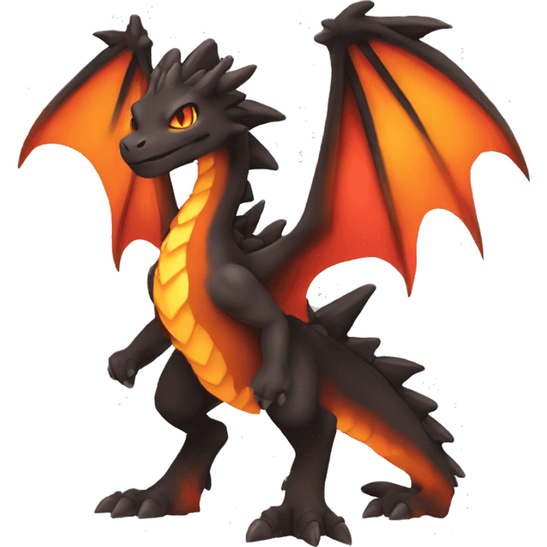  Legendary Cool Brown-Black-Red-Orange-gradient Magma-Lava-Volcano-Dragon-Fakemon full body emoji