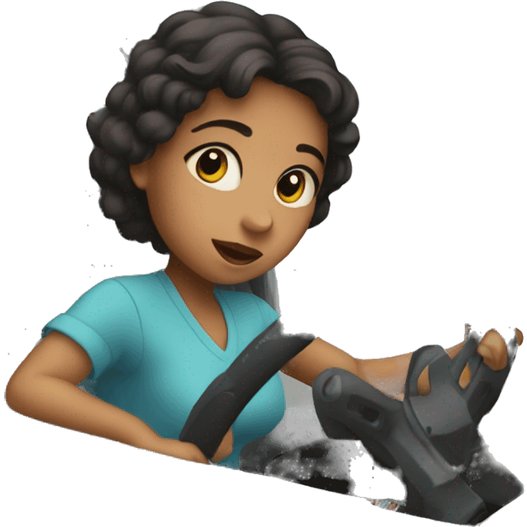 a bab girl driving a truck emoji