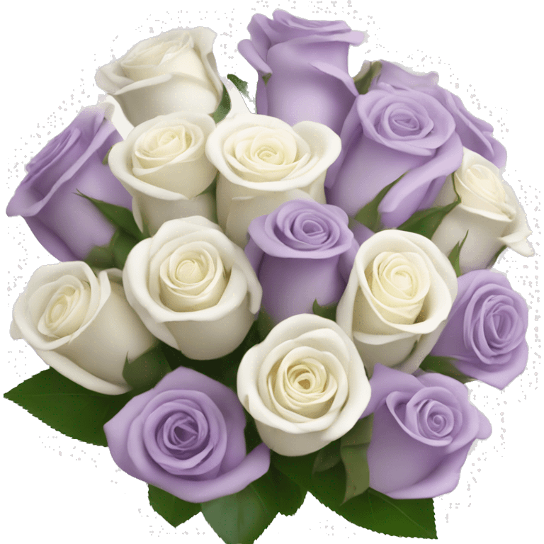 Light purple and white rose bouquet with white wrapping  emoji