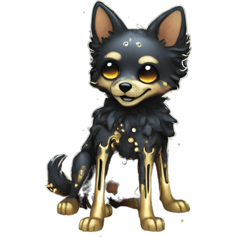 Black iridescent dog fox zombie skeleton gold mechanical nebula galaxy stars flowers fairy lights vintage emoji