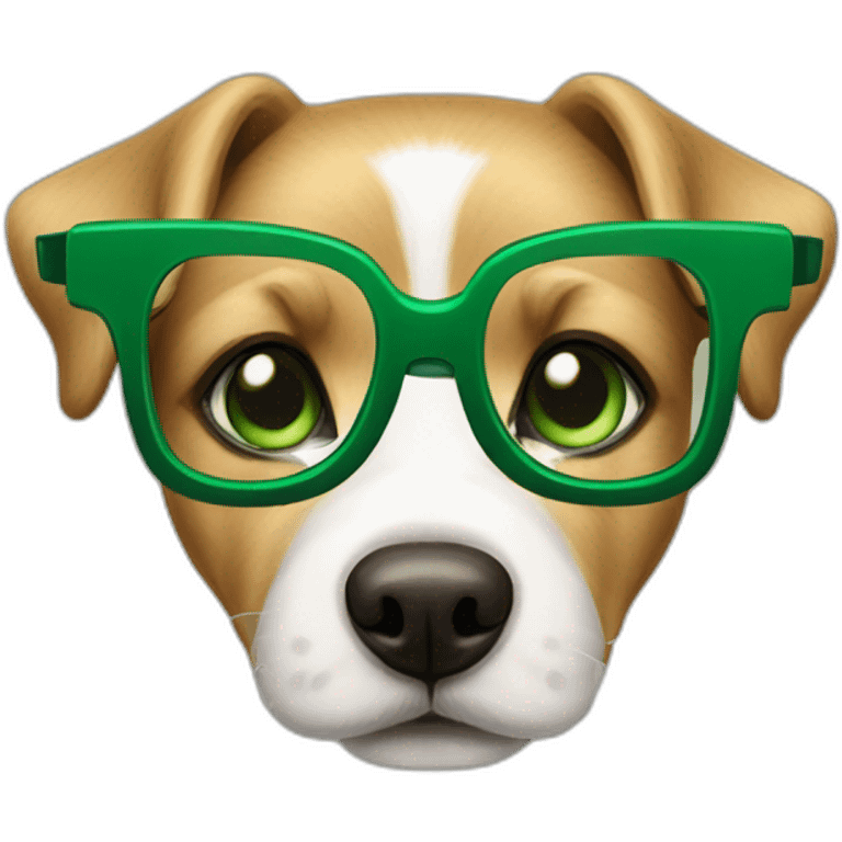 bege-and-white-dog-with-green-eyes-and-glasses-and-green-bow emoji