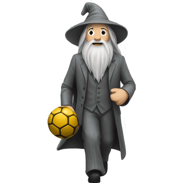 gandalf playing soccer wearing suit emoji