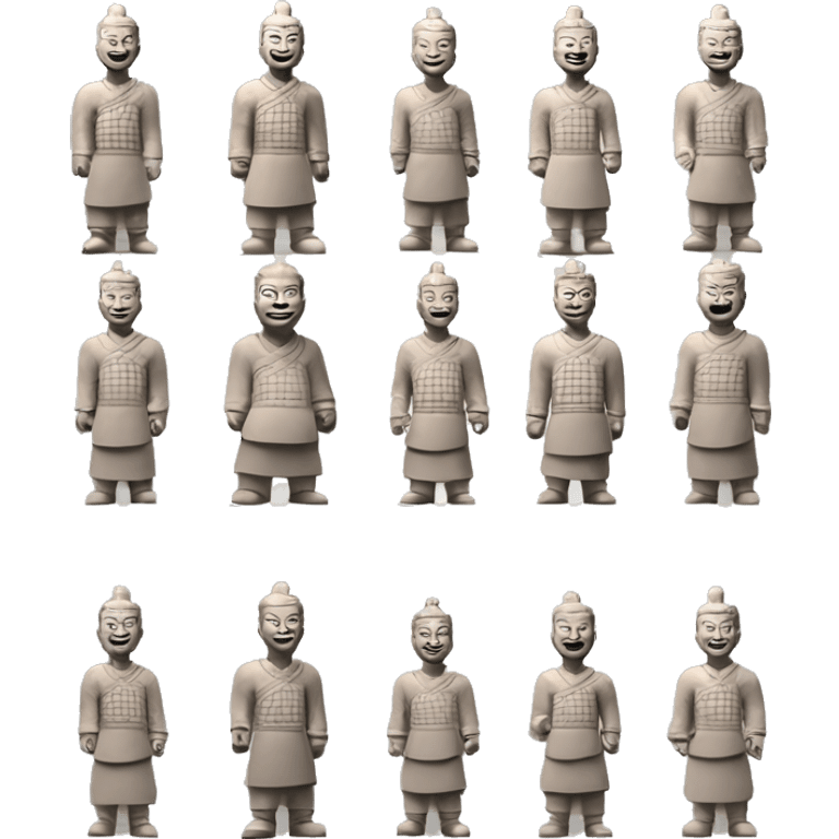 Create a 3D illustration of an animated character [the action: such as laughing, smiling, thumbs up, etc.]. The character is a Terracotta Warriors , against a white background. emoji