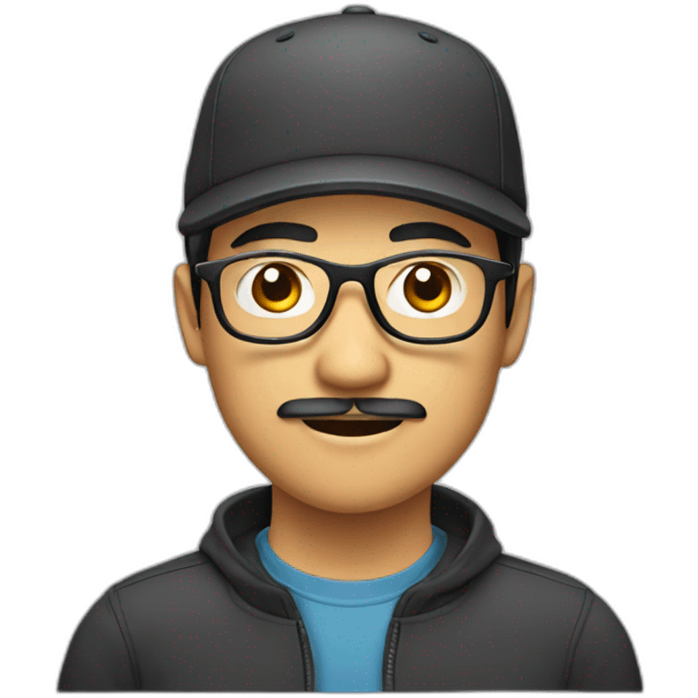 asian male with cap and glasses and moustache emoji