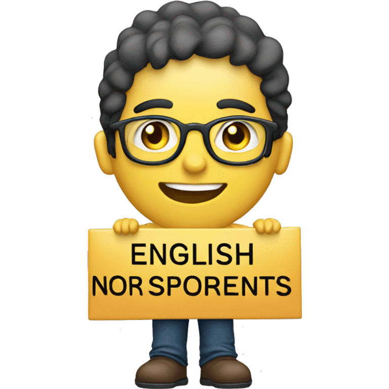 A person holding a sign that says "English or spanish", best quality, no misspelling, no disfigurements emoji