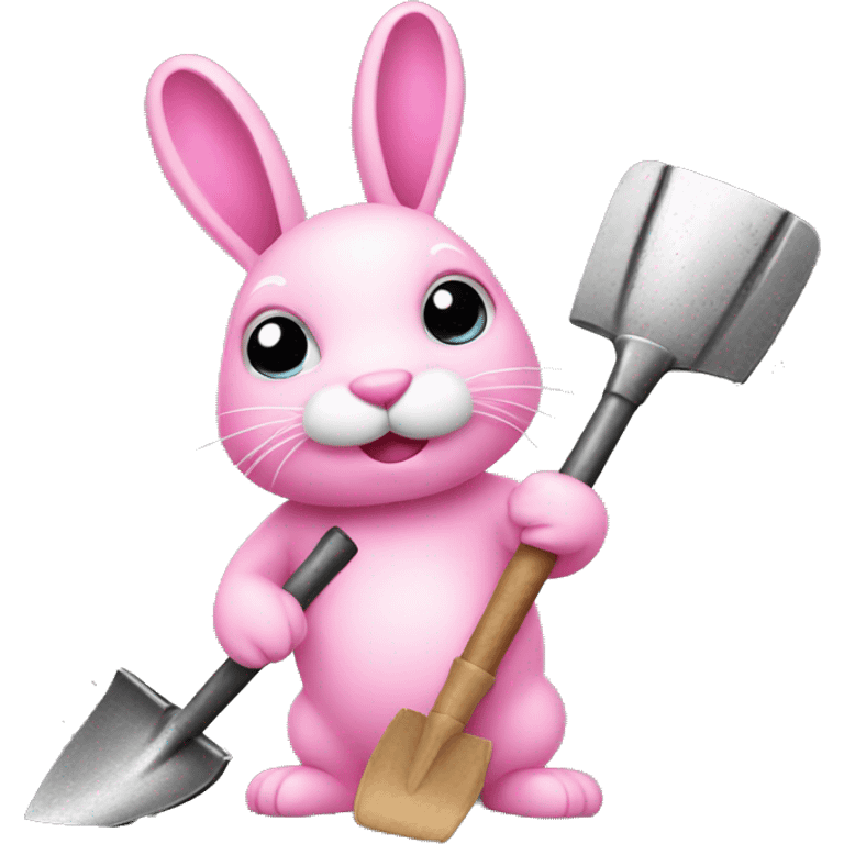 pink bunny with shovel emoji