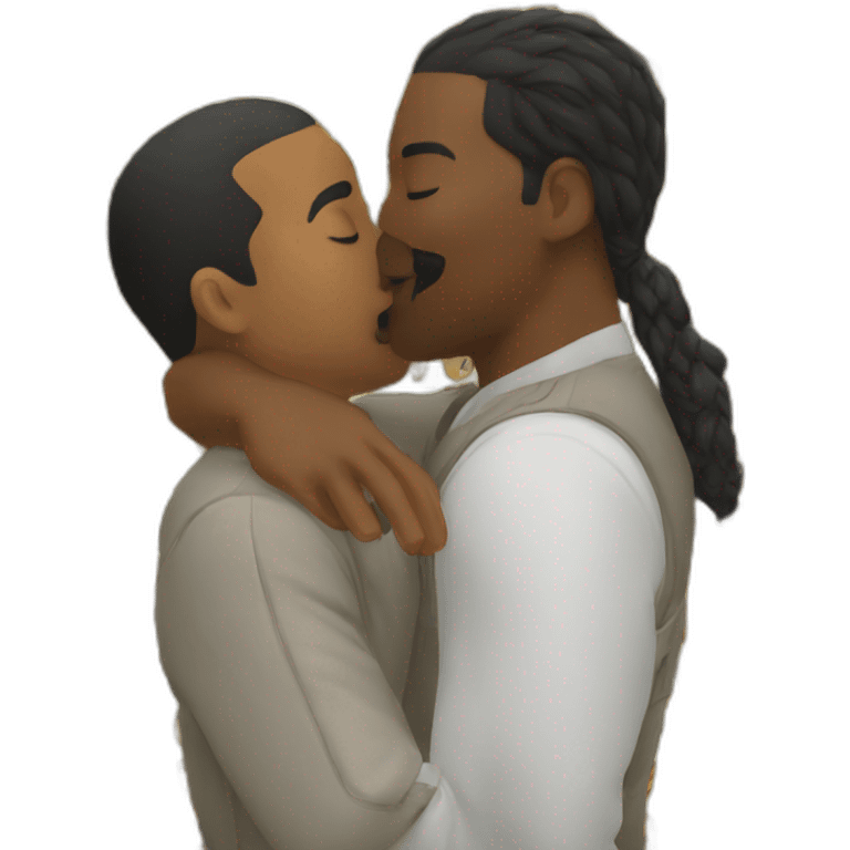 6’2 black man kissing 4’11 filipino man emoji