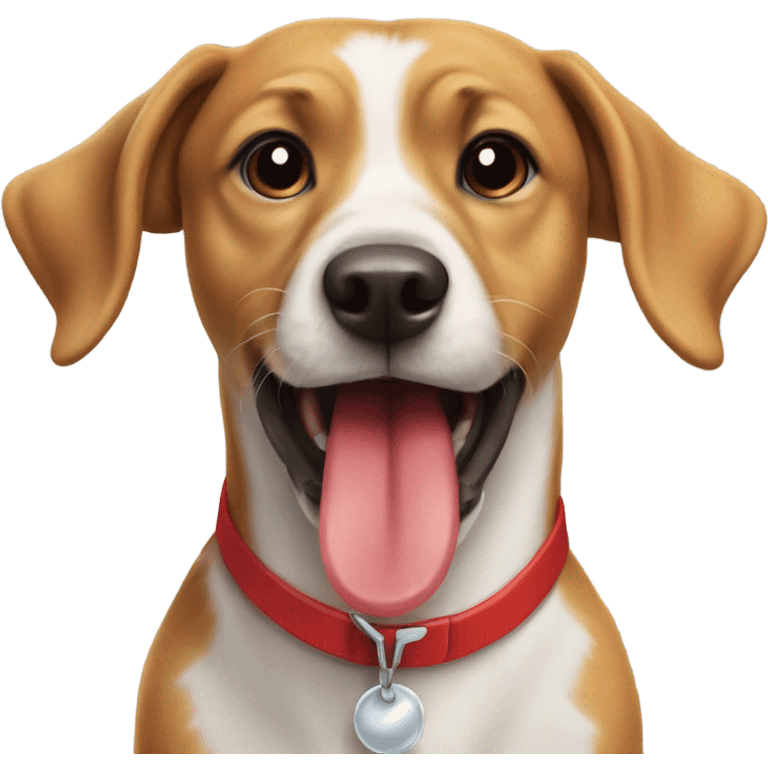 Dog with tongue out at Christmas emoji