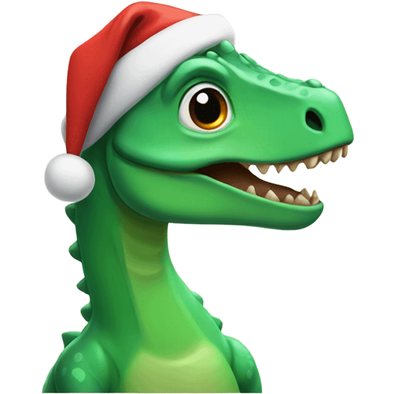 Dinosaur with a Santa hat emoji