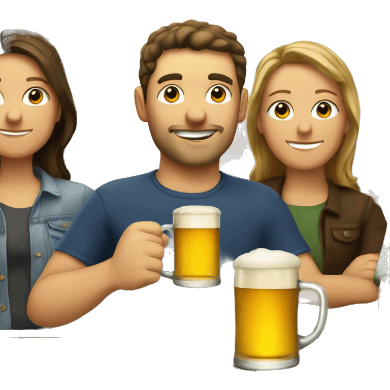 caucassian friends in pub drinking beer emoji