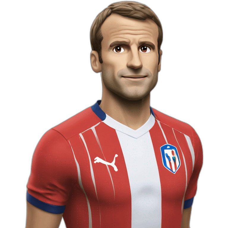 Macron en tenu de foot emoji