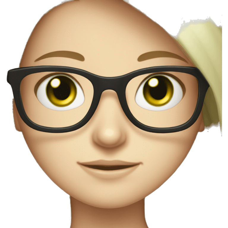 Pale freckled long haired Brunette girl with green eyes and glasses emoji