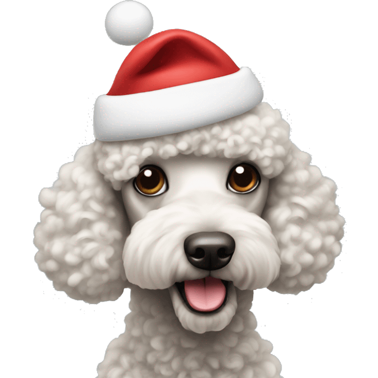 Poodle dog wearing Santa hat emoji