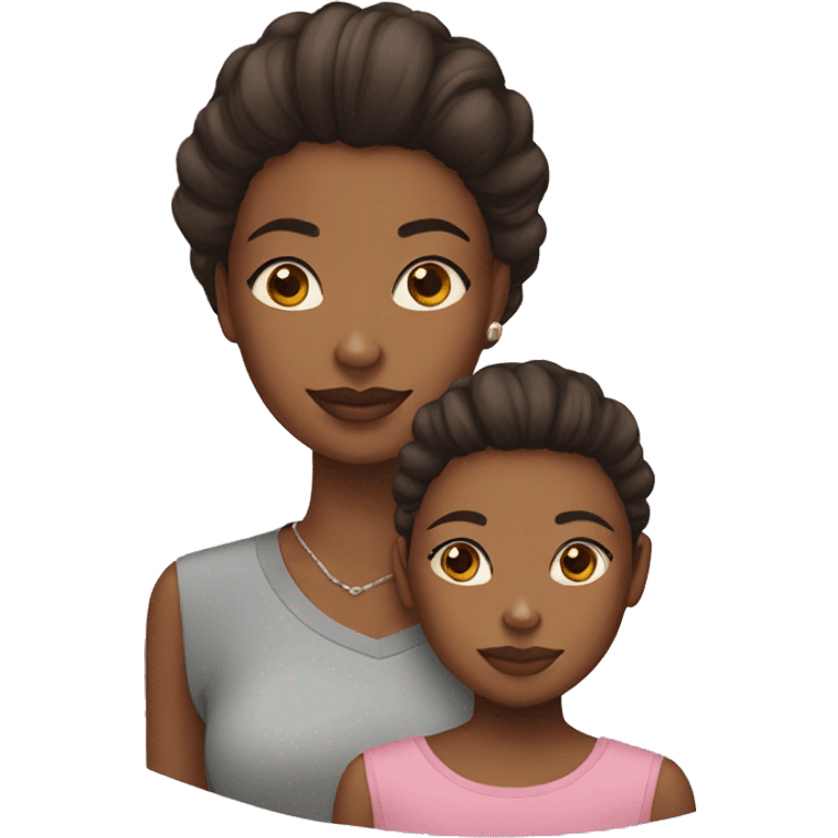 Black mother and teen daughter and yorkie  emoji