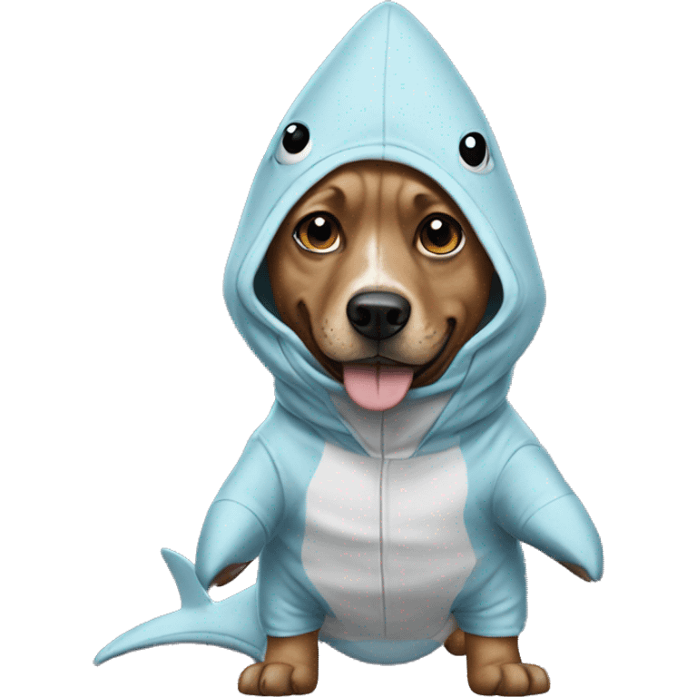 A dog in a shark onesie  emoji