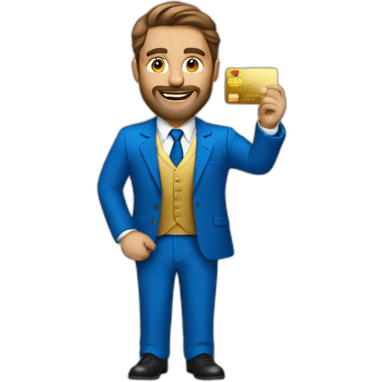 Posh-man-with-blue-suit-holding-gold-credit-card emoji