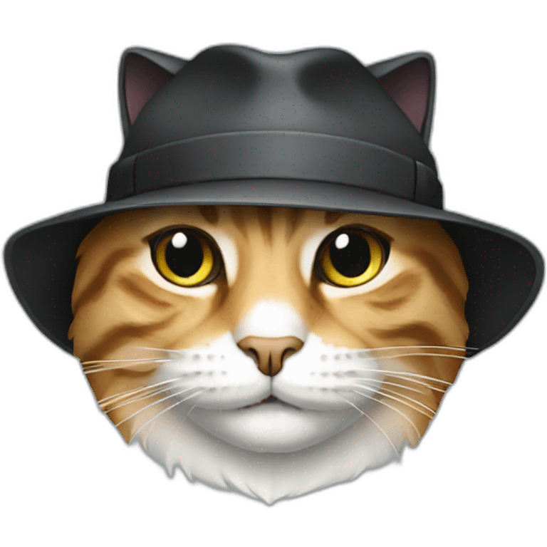 cat with anonymous hat emoji