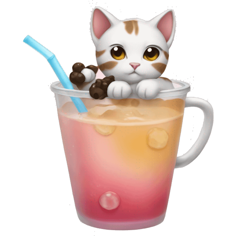 cat drinking boba emoji