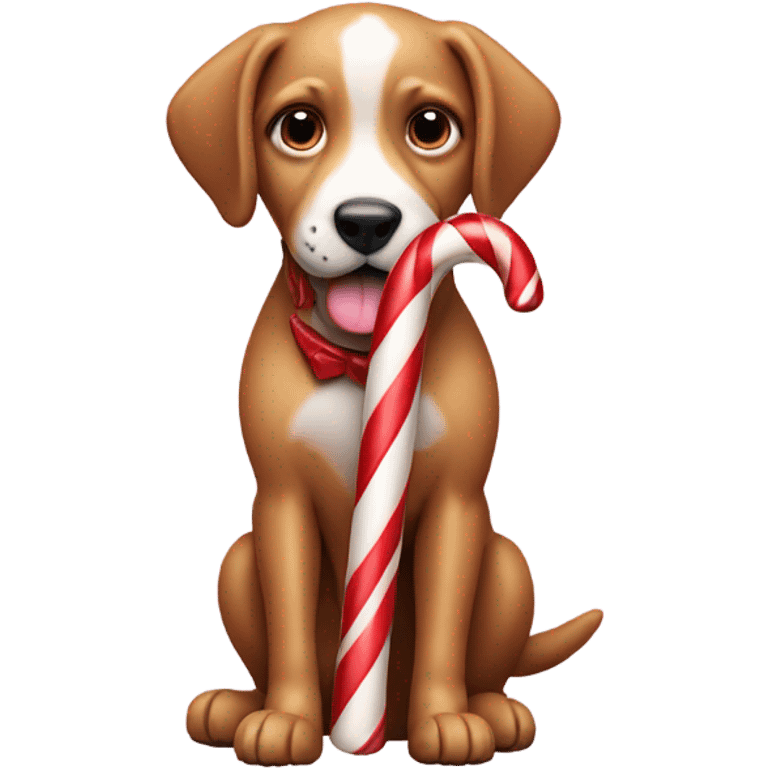 Dog eating a candy cane emoji