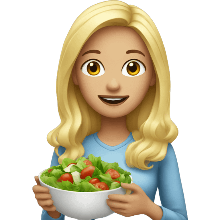 Blonde girl with salad emoji