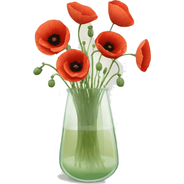 Poppies in a clear glass vase emoji