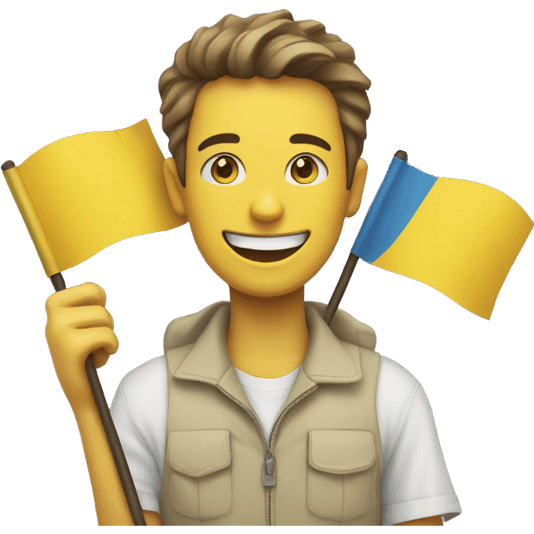 smiling face holding yellow wflags emoji