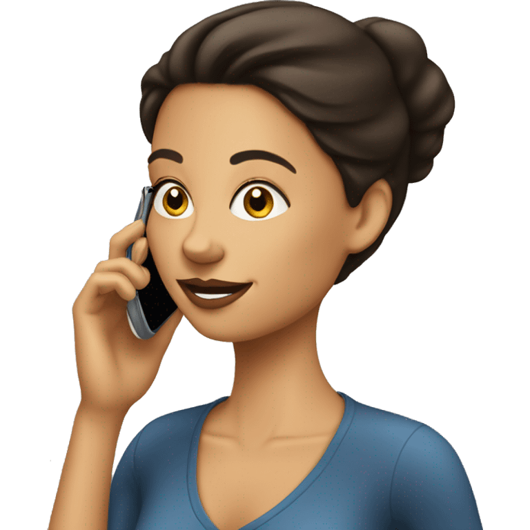 Beautiful Brunette Woman talking on her cellphone emoji