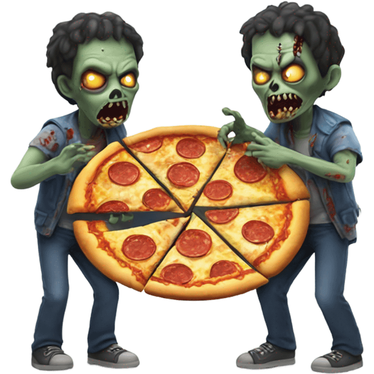 Zombies eating pizza emoji