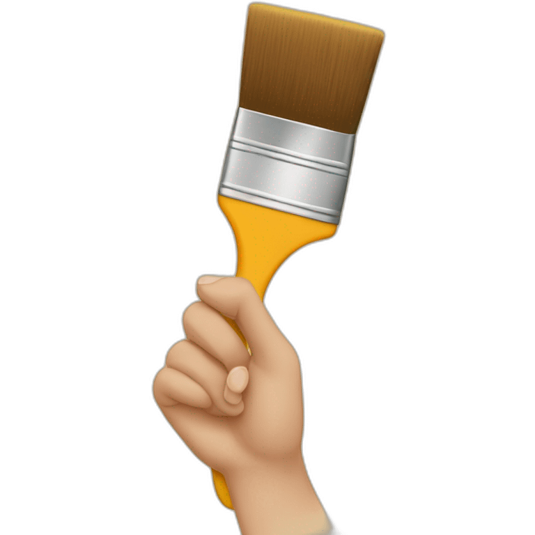 a hand holding a brush emoji