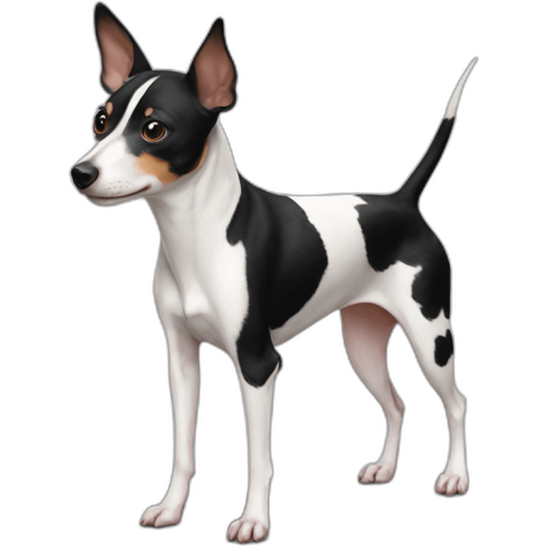 rat terrier colored like a black and white cow standing emoji