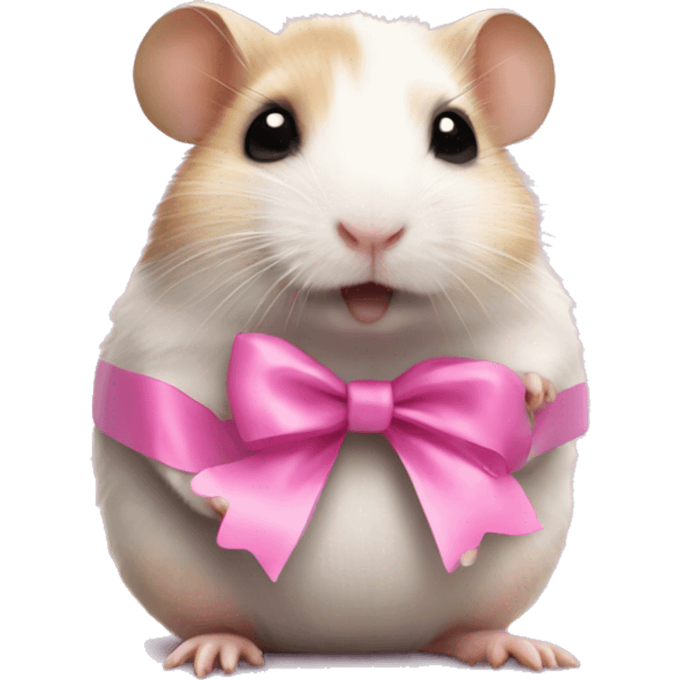 full body hamster with pink ribbon bow emoji