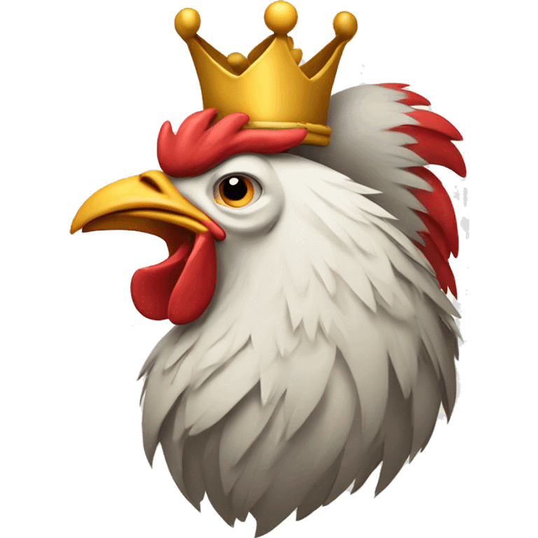 howling rooster with a crown on its head emoji