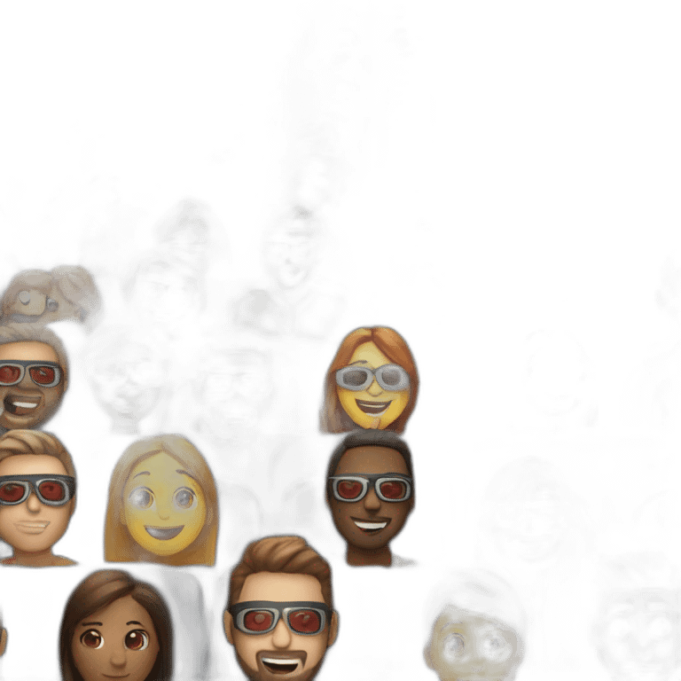 people with 3d glass at cinema emoji