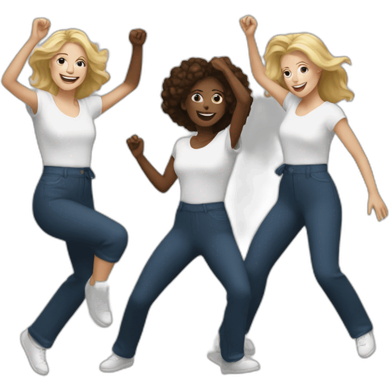 4 white women dancing emoji