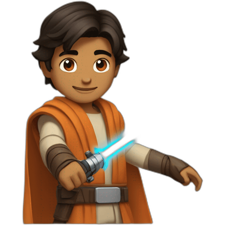 Ezra bridger smiling with lightsaber emoji