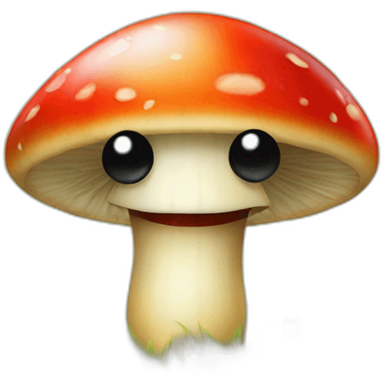 mashroom with eyes and smile with cherry and grass emoji