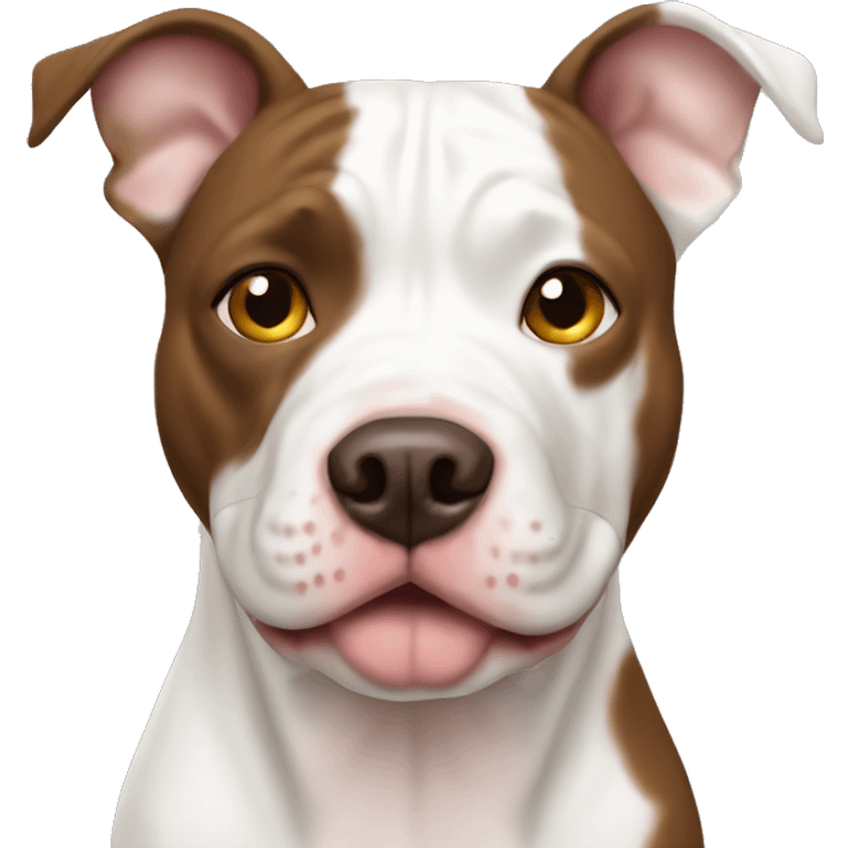 White pitbull with brown striped face  emoji