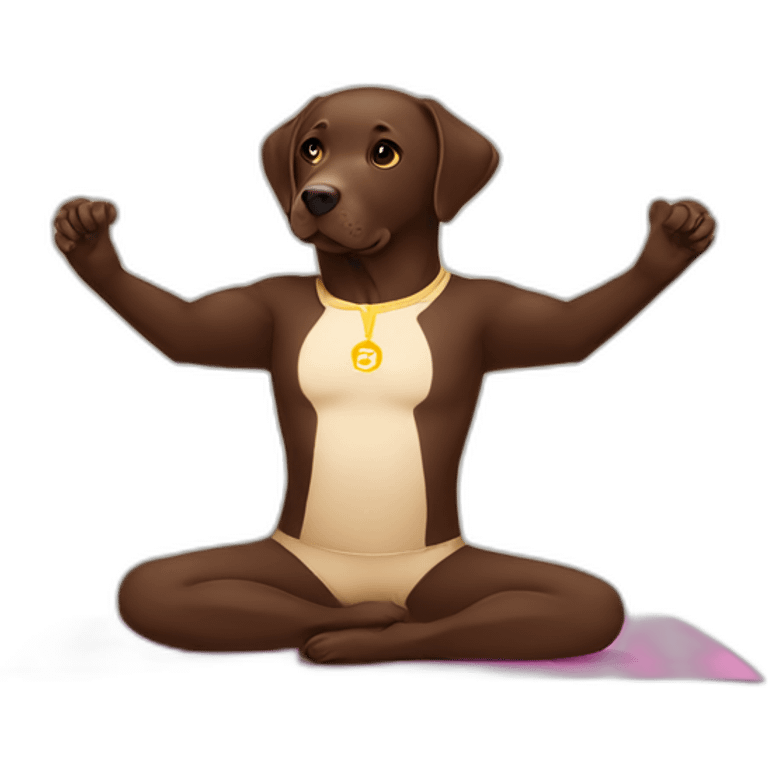 Labrador chocolate doing yoga emoji