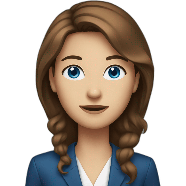 a brown-haired presenter with blue eyes emoji