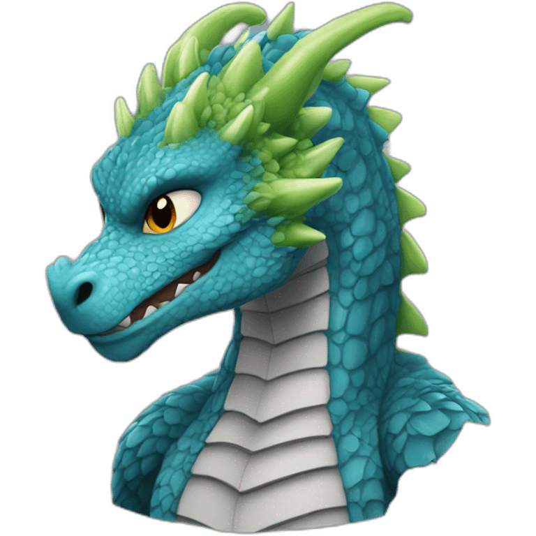 a realistic dragon with a comic-book style emoji