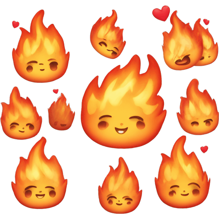 Cute fire with hearts emoji